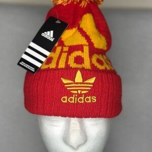 Adidas Red Beanie with Yellow Logo